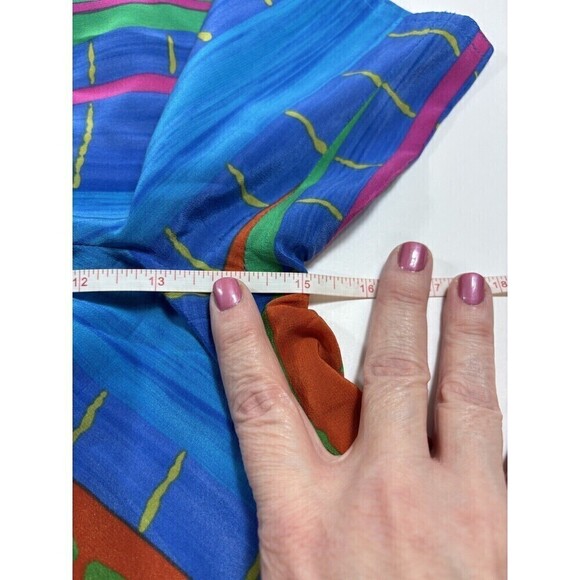 Vintage Jaeger Silk Long Shorts Blue Orange Striped Stripes Small - Picture 4 of 10